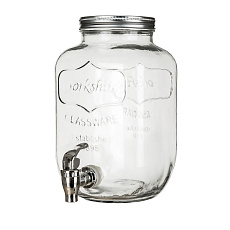 Láhev 4000 ml skleněná s kohoutkem, kov.víčko