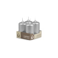 Svíčka adventní -  METAL M28 Cylinder 40x80 mm -  4 ks stříbrná
