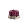 Svíčka adventní -  METAL M42 Cylinder 40x80 mm -  4 ks vínová