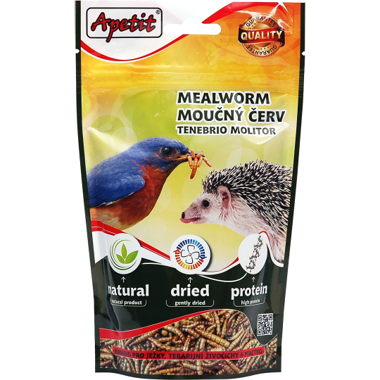Apetit - mouční červi 60 g - krmivo pro ježky, terarijní živočichy a ptactvo