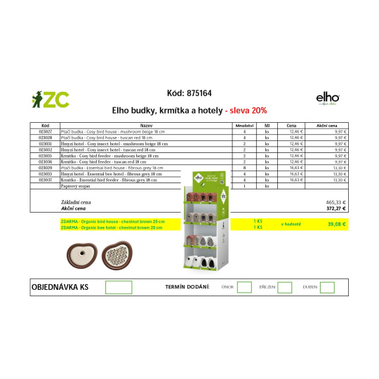 EUR KD Displej - Elho - budky, krmítka a hotely