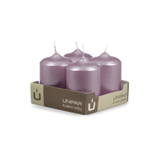 Svíčka adventní -  METAL M52 Cylinder 60x90 mm -  4 ks růžová