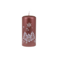Svíčka vánoční Winter Forest Pillar 70 x 150 mm - hnědo-růžová