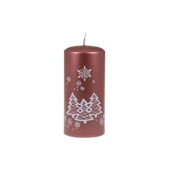 Svíčka vánoční Winter Forest Pillar 70 x 150 mm - hnědo-růžová