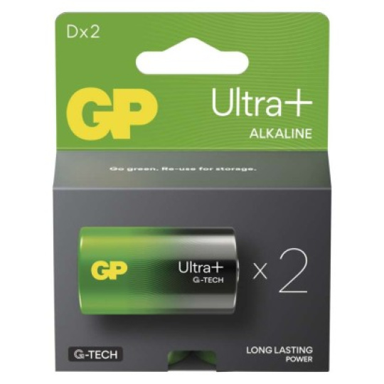 Alkalická baterie GP Ultra Plus D (LR20) - 2ks