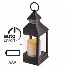 LED dekorace – lucerna antik černá, 3× AAA, blikající, čas. LED dekorace – lucerna antik černá, 3× AAA, blikající, čas.