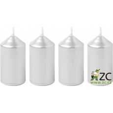 Svíčka adventní 40x75 mm - metalická stříbrná (4ks) Svíčka adventní 40x75 mm - metalická stříbrná (4ks)