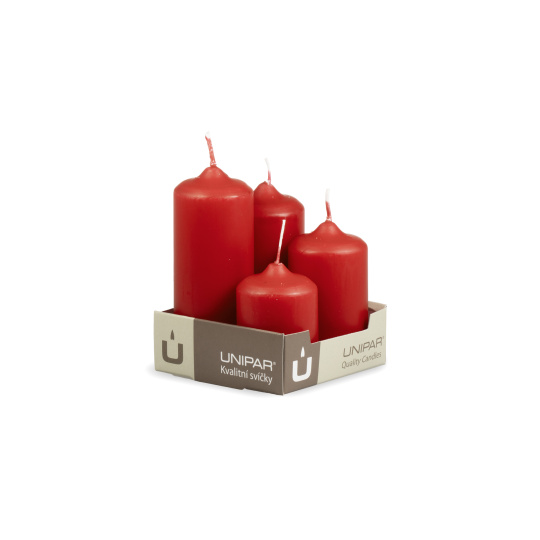 Svíčka adventní -  MAT N35  Cylinder Cascada - 4 ks červená