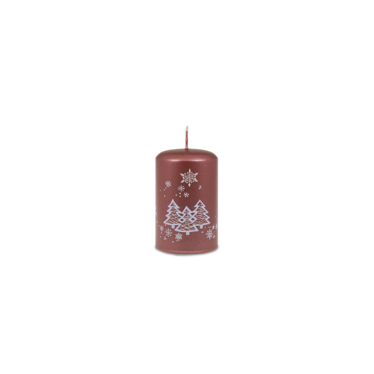 Svíčka vánoční Winter Forest Pillar 50 x 75 mm - hnědo-růžová