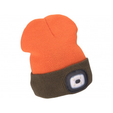 čepice s čelovkou 4x45lm, USB nabíjení, fluorescentní oranžová/khaki zelená, oboustranná, univerzální velikost čepice s čelovkou 4x45lm, USB nabíjení, fluorescentní oranžová/khaki zelená, oboustranná, univerzální velikost