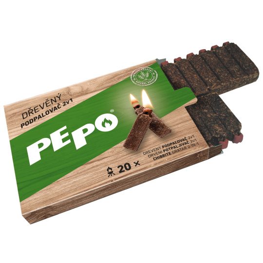 PE-PO podpalovač dřevěný 2v1 - 20 podpalů