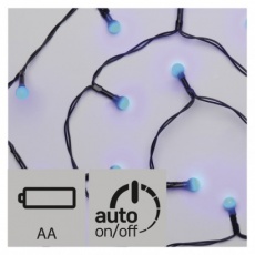 LED vánoční řetěz – kuličky, 2× AA, vnitřní, modrá, časovač LED vánoční řetěz – kuličky, 2× AA, vnitřní, modrá, časovač