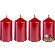 Svíčka adventní 40x75 mm - metalická červená (4ks) Svíčka adventní 40x75 mm - metalická červená (4ks)