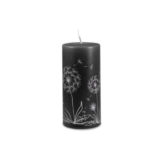 Svíčka Dandelion Pillar 70 x 150 mm - černá