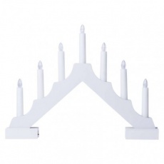 LED svícen dřevěný bílý, 29 cm, 2x AA, vnitřní, teplá bílá, časovač LED svícen dřevěný bílý, 29 cm, 2x AA, vnitřní, teplá bílá, časovač
