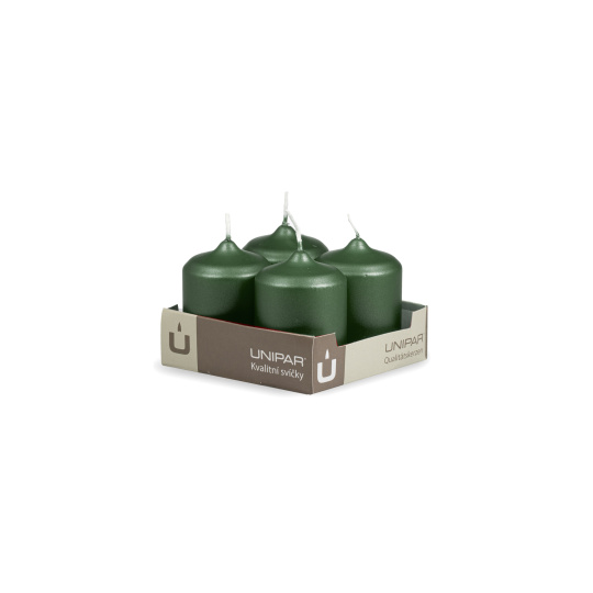 Svíčka adventní -  METAL M01 Cylinder 40x60 mm -  4 ks zelená
