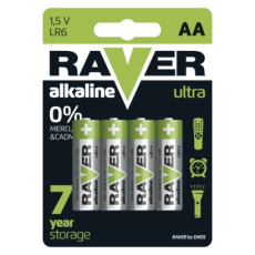 Alkalická baterie RAVER AA (LR6) - 4ks