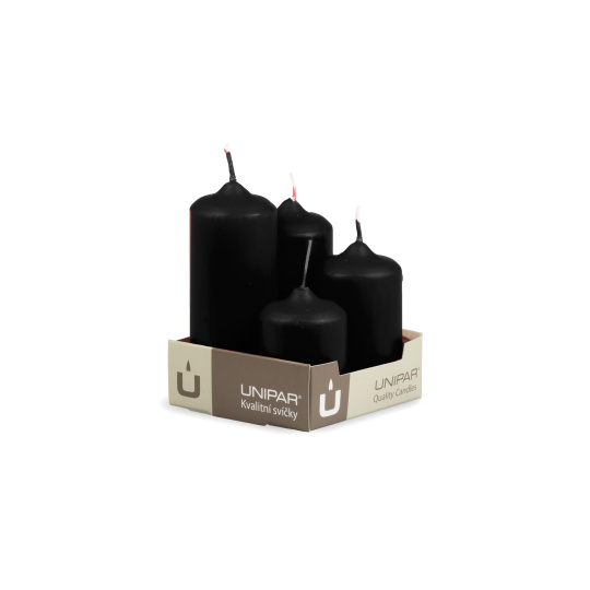 Svíčka adventní -  MAT N09 Cylinder Cascada - 4 ks  černá