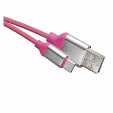 Nabíjecí a datový kabel USB-A 2.0 / USB-C 2.0, 1 m, růžový