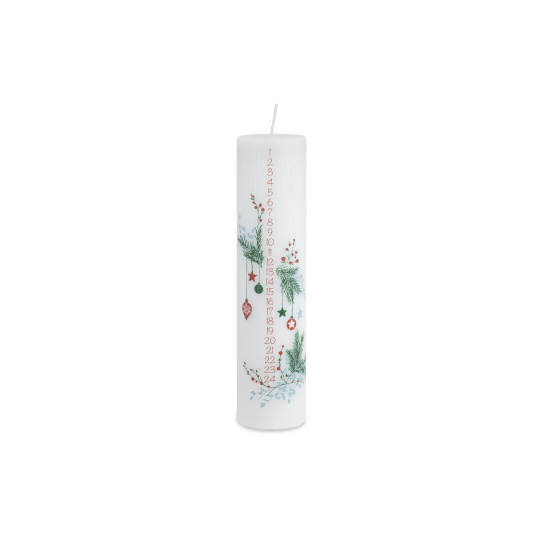 Svíčka adventní Calendar Trinket Pillar 60 x 250 mm - bílá