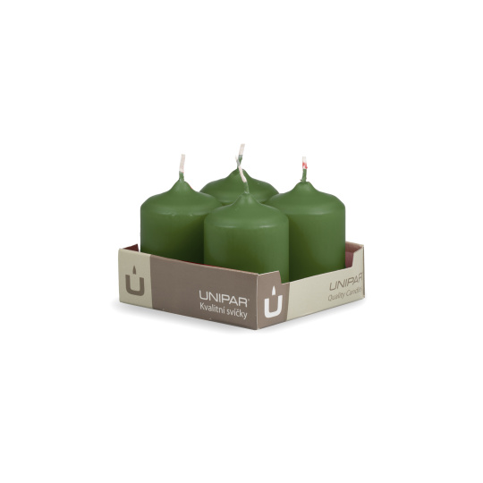 Svíčka adventní -  MAT N76 Cylinder 50x70 mm - 4 ks zelená