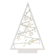 LED dekorace – svítící stromeček s ozdobami, 40 cm, 2x AA, vnitřní, teplá bílá, časovač