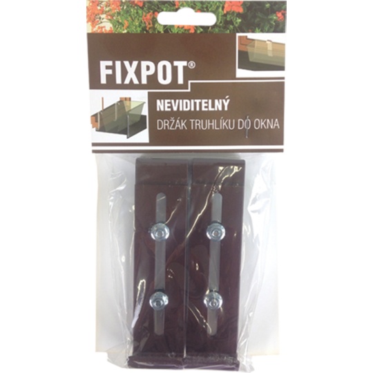 Držák truhlíku parapet - Fixpot kovový čokoládový (2ks)