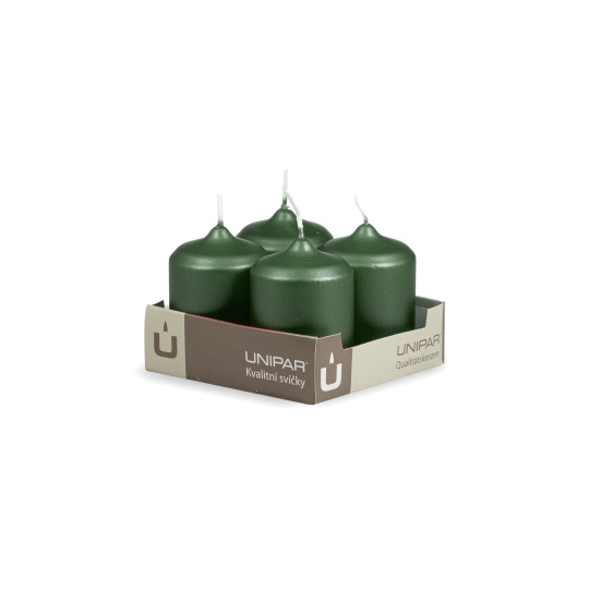 Svíčka adventní -  METAL M01 Cylinder 50x70 mm -  4 ks zelená