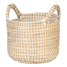 Košík z mořské trávy 514 bílá 26 - s fóliovou vložkou a úchyty