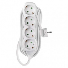 Prodlužovací kabel 5 m / 4 zásuvky / bílý / PVC / 1,5 mm2 Prodlužovací kabel 5 m / 4 zásuvky / bílý / PVC / 1,5 mm2