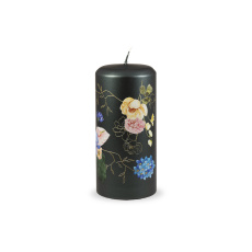 Svíčka Flower Paradise Pillar 70x150 mm - černozelená metalíza Svíčka Flower Paradise Pillar 70x150 mm - černozelená metalíza