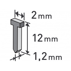 hřebíky, balení 1000ks, 12mm, 2,0x0,52x1,2mm