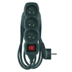 Prodlužovací kabel 3 m / 3 zásuvky / s vypínačem / zelený / PVC / 1,5 mm2 Prodlužovací kabel 3 m / 3 zásuvky / s vypínačem / zelený / PVC / 1,5 mm2