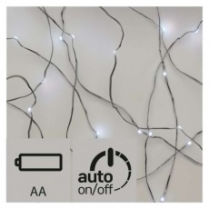 LED vánoční nano řetěz stříbrný, 0,9m, 2×AA, studená b.,čas. LED vánoční nano řetěz stříbrný, 0,9m, 2×AA, studená b.,čas.