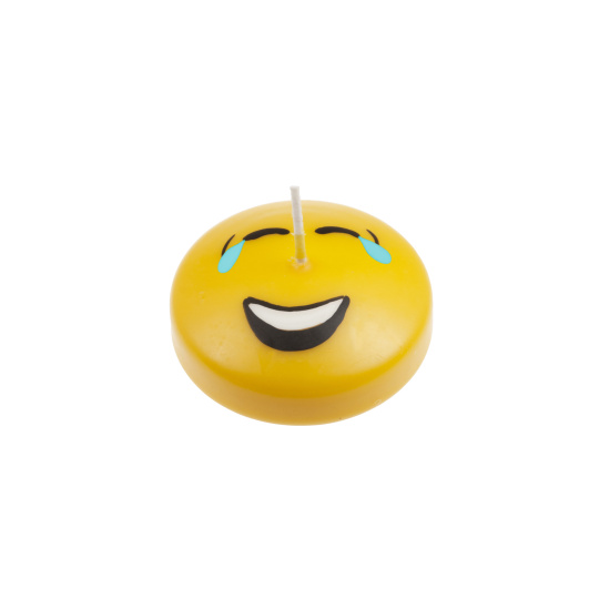 Svíčka Smiley Laugh 70x25 mm - žlutá