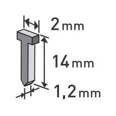 hřebíky, balení 1000ks, 14mm, 2,0x0,52x1,2mm