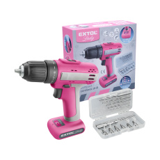 vrtací šroubovák aku, růžový, 12V Li-ion, 1500mAh, EXTOL LADY vrtací šroubovák aku, růžový, 12V Li-ion, 1500mAh, EXTOL LADY