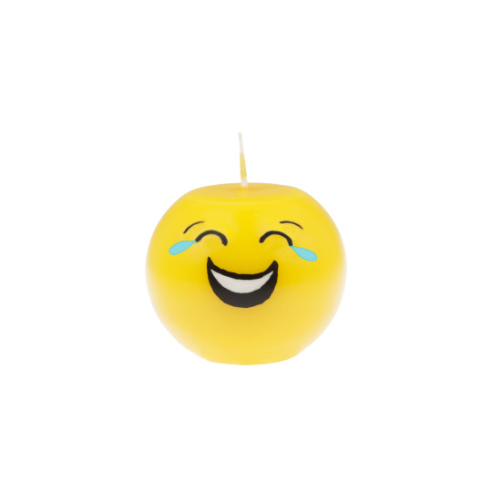 Svíčka Smiley Laugh Sphere 60x60 mm - žlutá