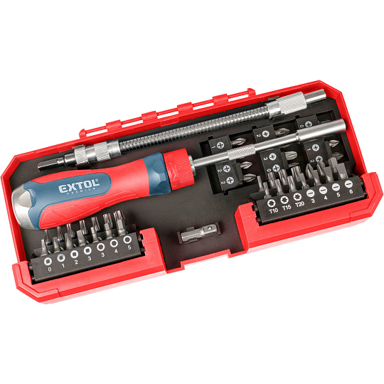 šroubovák ráčnový s hroty, sada 43ks, CrV