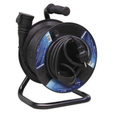 Venkovní prodlužovací kabel na bubnu 25 m / 1 zásuvka / černý / guma / 230 V / 1,5 mm2 Venkovní prodlužovací kabel na bubnu 25 m / 1 zásuvka / černý / guma / 230 V / 1,5 mm2