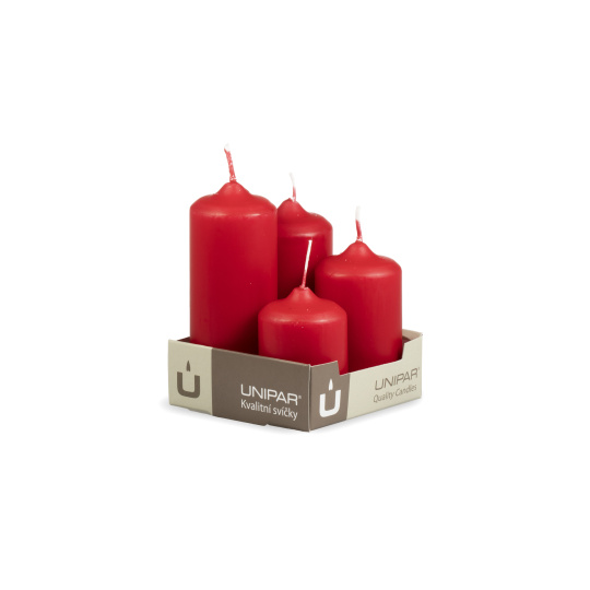 Svíčka adventní -  MAT N136 Cylinder Cascada - 4 ks červená