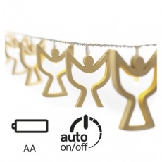 LED vánoční girlanda – andělíčci dřev., 2× AA, teplá b.,čas. LED vánoční girlanda – andělíčci dřev., 2× AA, teplá b.,čas.