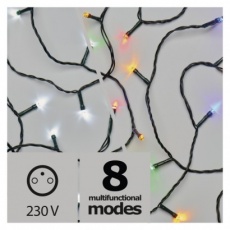 LED vánoční řetěz 2v1, 10m, studená bílá/multicolor,programy LED vánoční řetěz 2v1, 10m, studená bílá/multicolor,programy