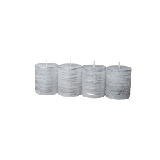 Svíčka adventní Harmony 60x70 mm - stříbrná (4ks) rustik Svíčka adventní Harmony 60x70 mm - stříbrná (4ks) rustik