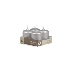 Svíčka adventní - METAL M28 Cylinder 40x60 mm - 4 ks stříbrná Svíčka adventní - METAL M28 Cylinder 40x60 mm - 4 ks stříbrná