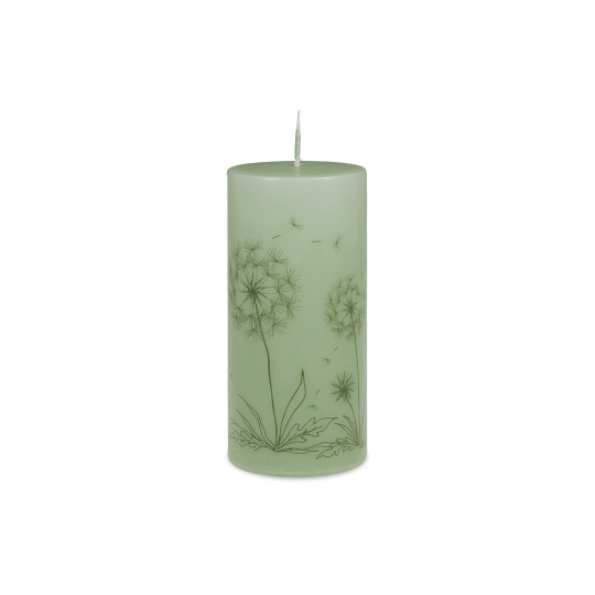 Svíčka Dandelion Pillar 70 x 150 mm - zelená