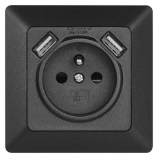 Zásuvka s USB 2,1A max., antracit Zásuvka s USB 2,1A max., antracit