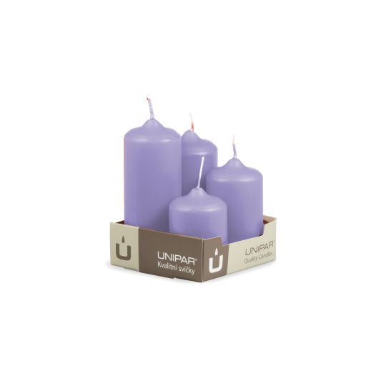 Svíčka adventní -  MAT N352 Cylinder Cascada - 4 ks fialová