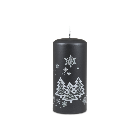 Svíčka vánoční Winter Forest Pillar 70 x 150 mm - antracitová