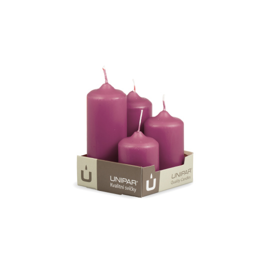 Svíčka adventní -  MAT N45 Cylinder Cascada - 4 ks růžová